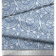 thumbnail image 2 of Soimoi Blue Heavy Canvas Fabric Damask Floral Printed Craft Fabric by The Yard 58 Inch Wide, 2 of 3