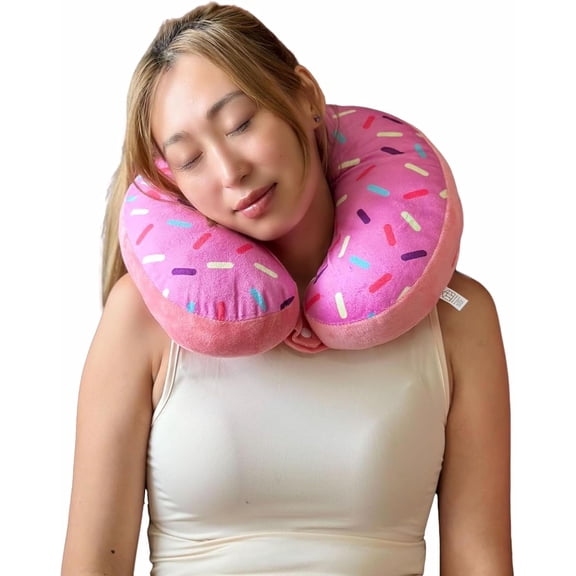 Travel Neck Pillow - Pink Donut Shaped Design