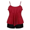 thumbnail image 3 of Women Plus Size Tankini Swimsuits Tummy Control Two Piece Bathing Suit Ruffled Flounce Swimwear with Shorts, 3 of 10