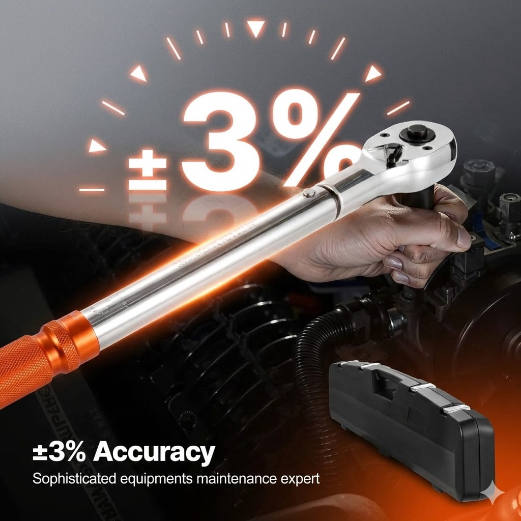 3/4" Drive Click Torque Wrench, 100-600 ft-lb / 136-814 Nm, Dual-Direction with Dual Scales, 48-Tooth ±3% Precision, Alloy Steel