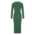 thumbnail image 5 of 2 Piece Skirts Sets Womens Ribbed Casual Fall Outfits Slim Fit Crew Neck Long Sleeve Top and High Waist Maxi Skirt (S, Green), 5 of 5