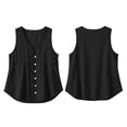 thumbnail image 6 of Stamzod Womens Tank Tops Summer V Neck Cotton Linen Button Down Shirts Casual Embroidered Sleeveless Shacket Black C S, 6 of 6