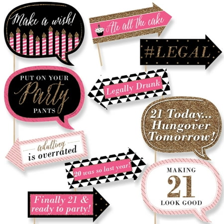 Funny Finally 21 Girl - 21st Birthday Party Photo Booth Props Kit - 10