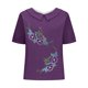 thumbnail image 4 of Fiudx Ofertas Flash Artículos En Oferta Camiseta Holgada Informal con Estampado para Mujer, Tops de Manga Corta con Cuello de Muñeca, Blusa Bonita y de Lino, 4 of 4