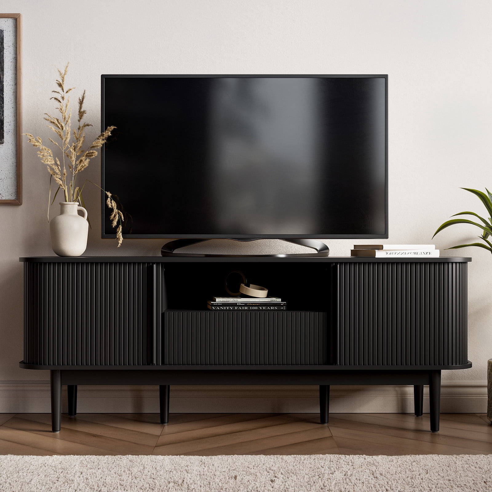 FURNIWAY Modern TV Stand with Storage, Entertainment Center up to 70 Inches