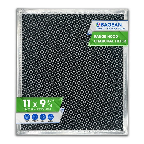 Filtro de carbón de repuesto para W10412939 Whirlpool Range Hood Filter 28 x 24,7 cm, filtros de gra