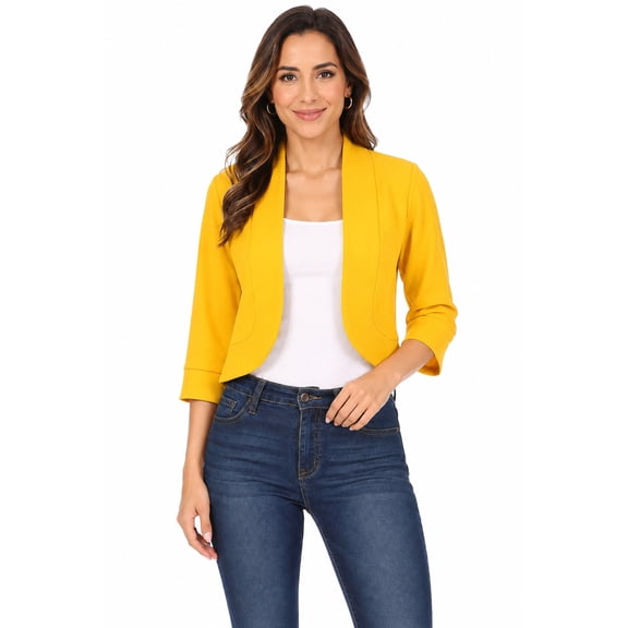 Women's Casual 3/4 Sleeve Bolero Open Front Cardigan Jacket