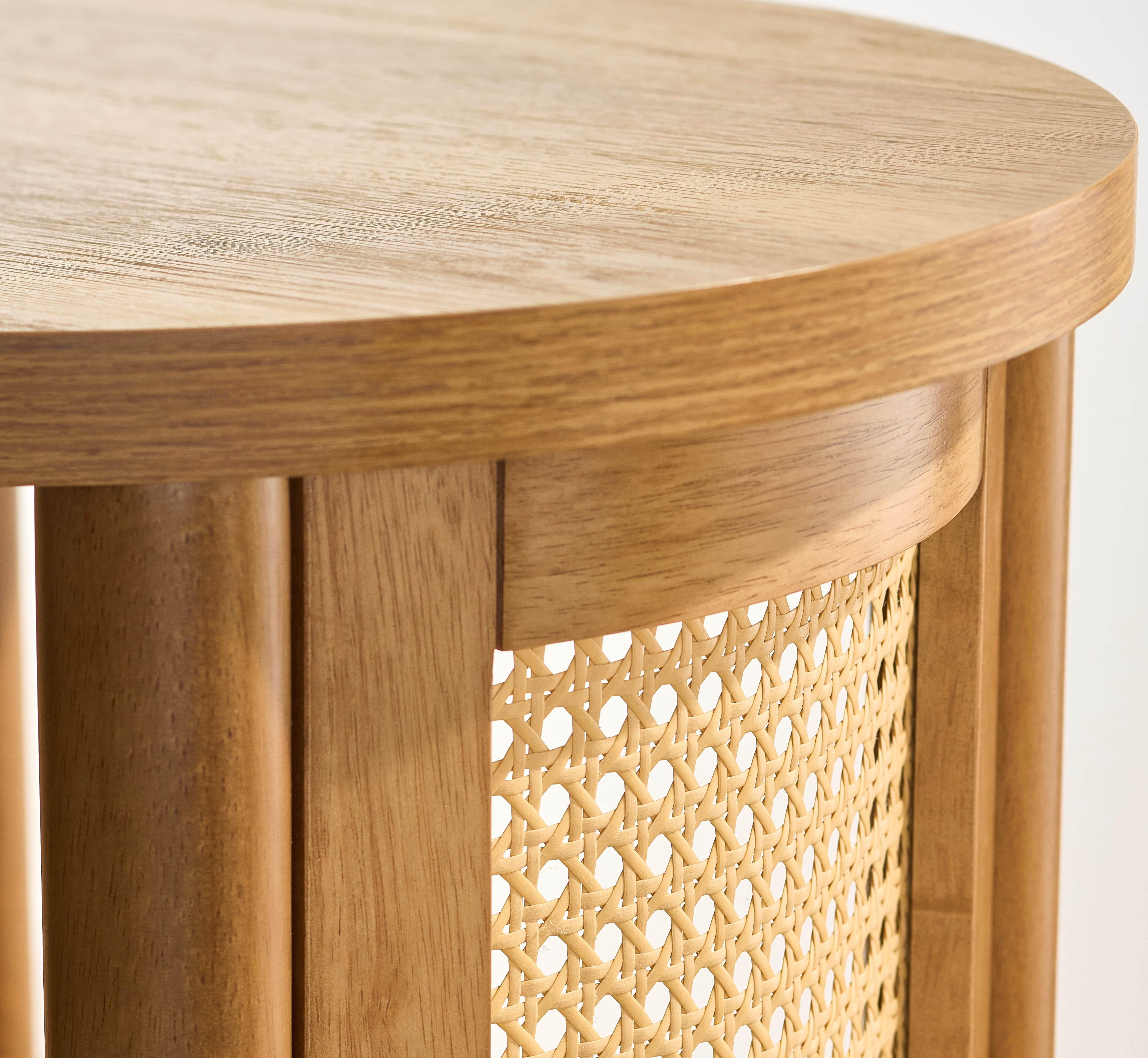 Better Homes & Gardens Springwood Caning Side Table, Light Honey Finish