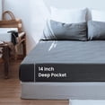 thumbnail image 3 of 100% Linen Fitted Sheet Stone Washed Solid Color - (1 Piece) 14 inch Deep Pocket Mattress Cover Soft Natural Breathable Farmhouse - Dark Grey, Queen Size, 3 of 7