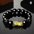 thumbnail image 2 of Pulsera de cuentas de jade de obsidiana negra Feng Shui que atrae riqueza y buena suerte Brazalete Pixiu, 2 of 3