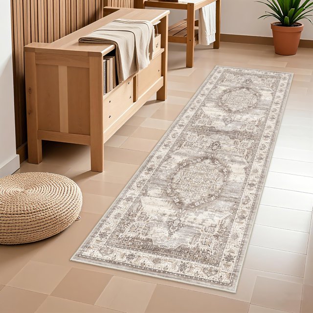 Alfombra para pasillo YouFortong, lavable, 60 x 180 cm, color beige