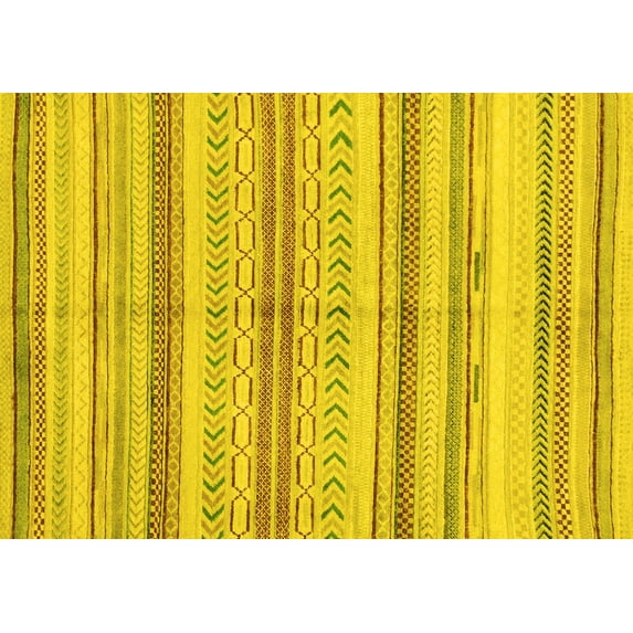 Ahgly Company Indoor Rectangle Abstract Yellow Modern Area Rugs, 6' x 9'