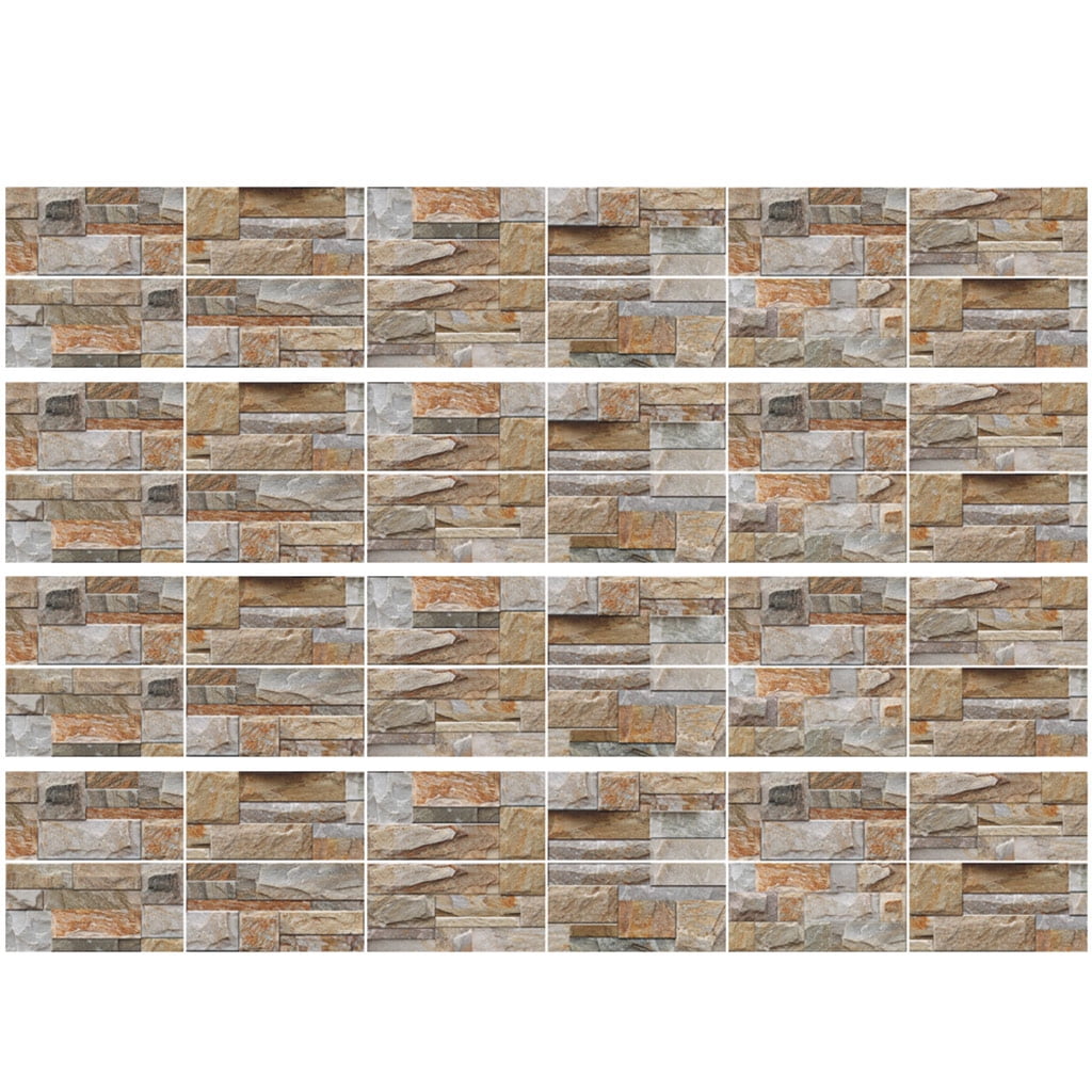 48 Sheet 3D Self Adhesive Tile Stickers Peel and Stick Backsplash Floor Wall Decals Bathroom Kitchen Counter Top Decor