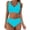 Blue, variant on WREESH Womens Two Piece Swimsuit Criss Cross Bathing Suit High Waisted Bikini Solid Backless Bikini Bandage Swimsuit Beachwear Set Blue