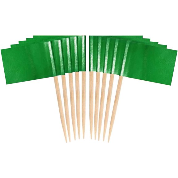 100 Pcs Color Toothpick Flag (Green)