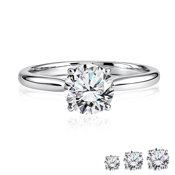 JeenMata Bague de Fiançailles Solitaire pour Femme en Or Blanc 18K avec Diamant de Laboratoire Taille Ronde de 1 Carat