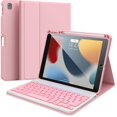 thumbnail image 1 of Funda con teclado para iPad 9ª generación de 10,2 pulgadas con panel táctil, color rosa, 1 of 7