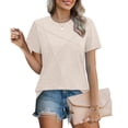 thumbnail image 2 of biudgviw Top for Women Trendy Crew Neck Casual T Shirts Solid Color Short Sleeves Blouses Loose Fit Summer Clothes, 2 of 6