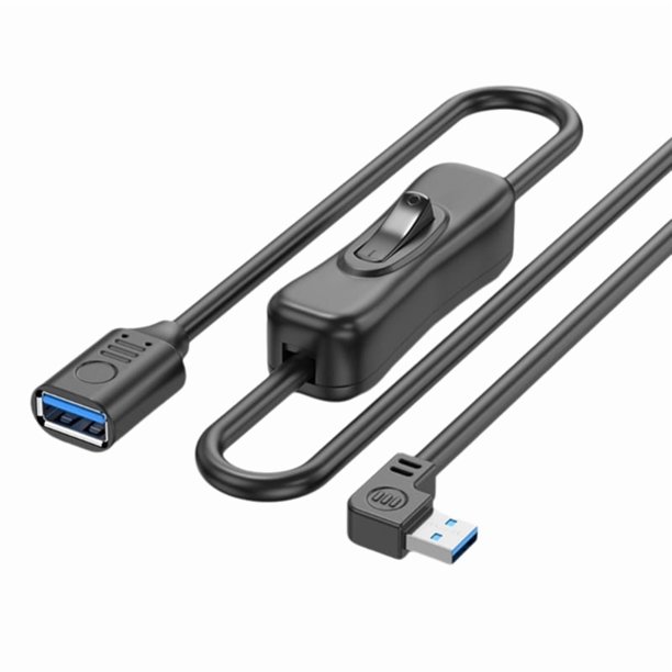 Cable de Extensión USB 3.0 con Botón de Encendido, Transferencia de Datos de 5 Gbps, Cable de Extensión Macho A Hembra de 3,3 Pies para Teclado PowerSwitch e