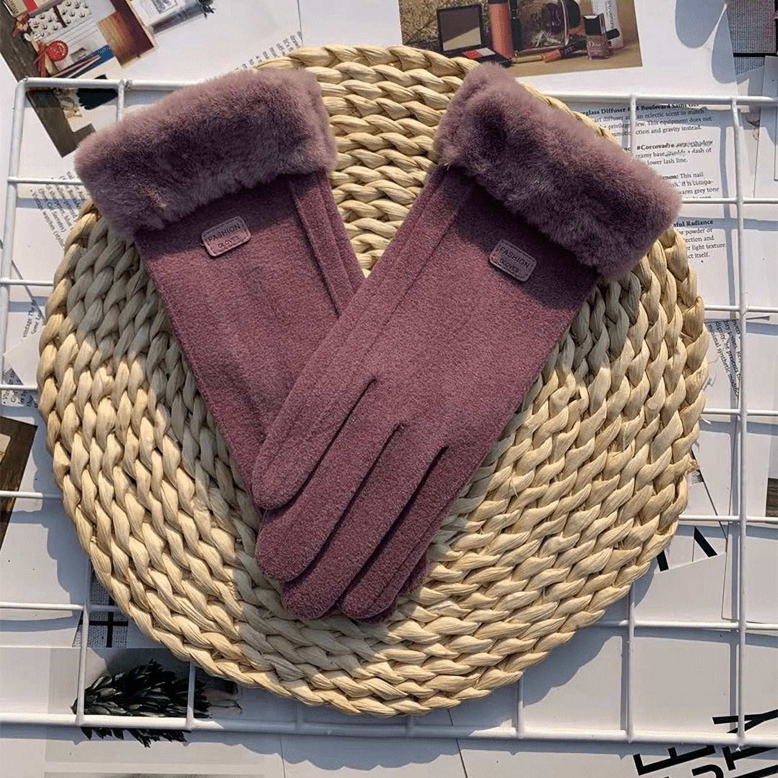 Guantes De Terciopelo Para Mujer Con Hebilla De Metal – Elegantes Y Cálidos, De Cinco Dedos, Ideal Para Otoño E Invierno, Talla Única En Color Caqui