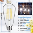 thumbnail image 3 of Bombillas LED Edison Sucolite Vintage, 8 W, 1400 LM, 5000 K, paquete de 4, 3 of 8