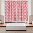 thumbnail image 2 of Ambesonne Ethnic Kitchen Curtains, Russian Slavic Stitch, 55"x39", White and Red, 2 of 3