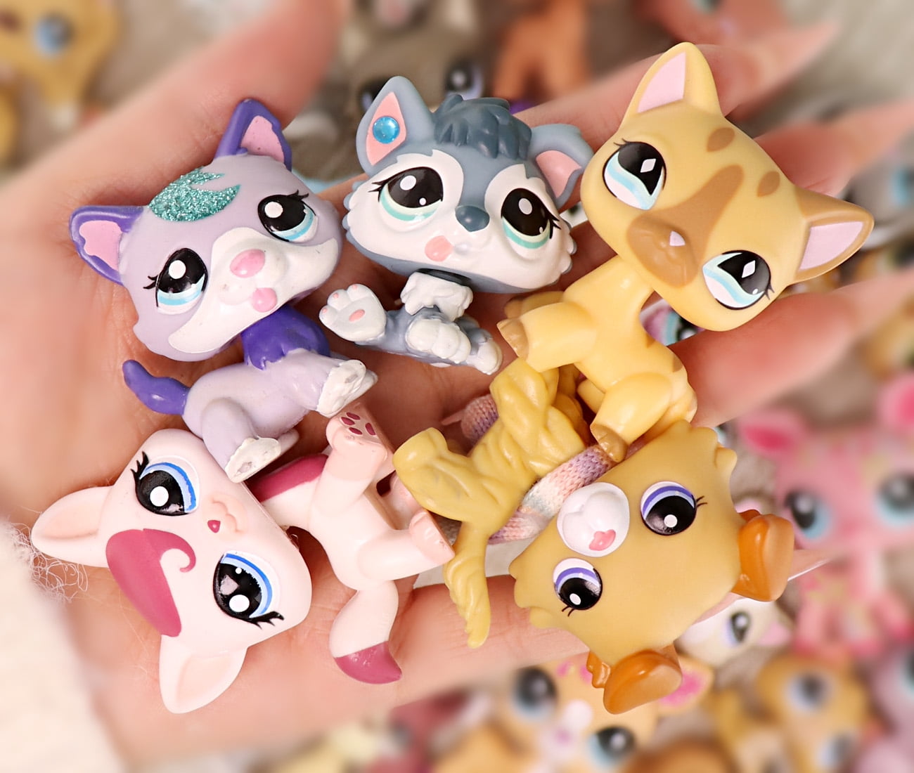 Minilpsshop 4 pcs Random lps Shorthair Cat Collie Dachshund Kitten Wolf Husky Cocker Spaniel Great Dane Fox Mini Pet Toys