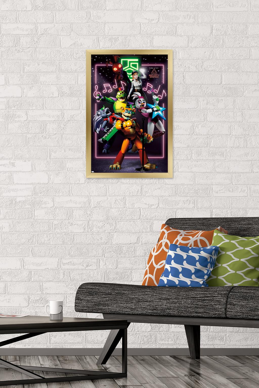 Five Nights at Freddy's: Security Breach - The Band Wall Poster, 14.725" x 22.375" Framed