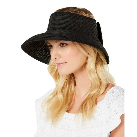 INC International Concepts Women&#8217;s Bow Roll-Up Visor, Black
