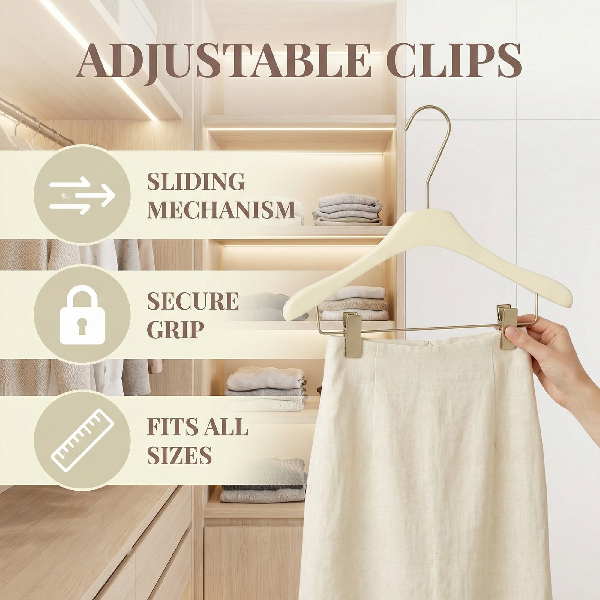 Unique Bargains 2Pcs Wood Nonslip Durable Space Saving Clothes Hangers White 15.7inch
