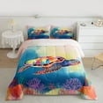 thumbnail image 2 of Homewish Kawaii Sea Turtle Queen Comforter Set for Boys, Ink Watercolor Bedding Sets, Ocean Marine Coral Reversible Bedding Comforter Set, Luxury Bedroom Decor, 3-Piece, 2 of 8