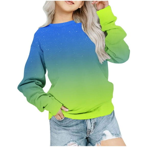 TFEOQRY Toddler Boys Girls Fashion Sweatshirts Cute Gradient Shiny Long Sleeve Crewneck Sweatshirt Pullover Top
