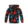 thumbnail image 2 of Fdqin Boys Zip Up Hoodie Dinosaur Print Kids Rain Jackets Casual Fall Waterproof Coats with Pocket Black 9-10 Years, 2 of 6