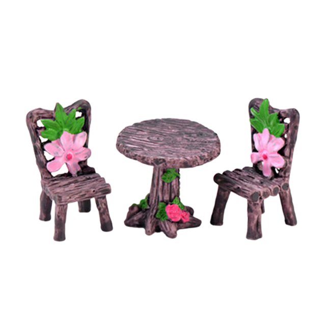 Wrapped In In An Independent Carton In The Warehouse Round Table And Chair Ornaments Micro-scenery Succulent Doll House Sand Table Model Decoration-a Set Of Round Table And