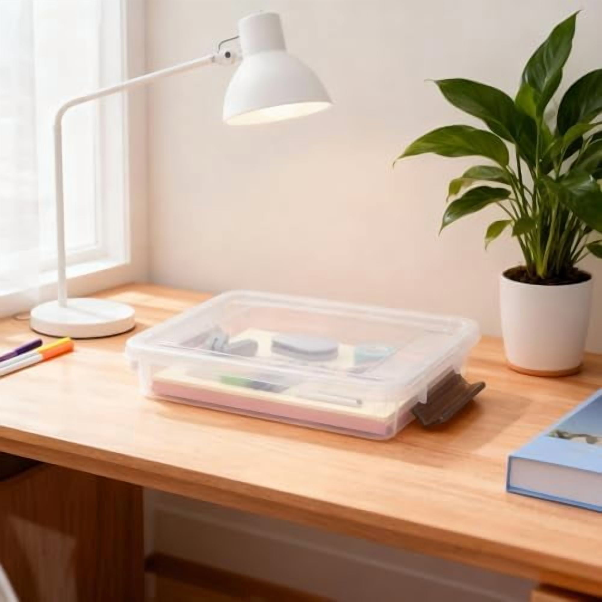 3 PCS Plastic Storage Bins with Latching Lids Portable Project Case Clear File Box Stackable Storage Containers for Organizing B5 Paper, Photo, Document, Scrapbook