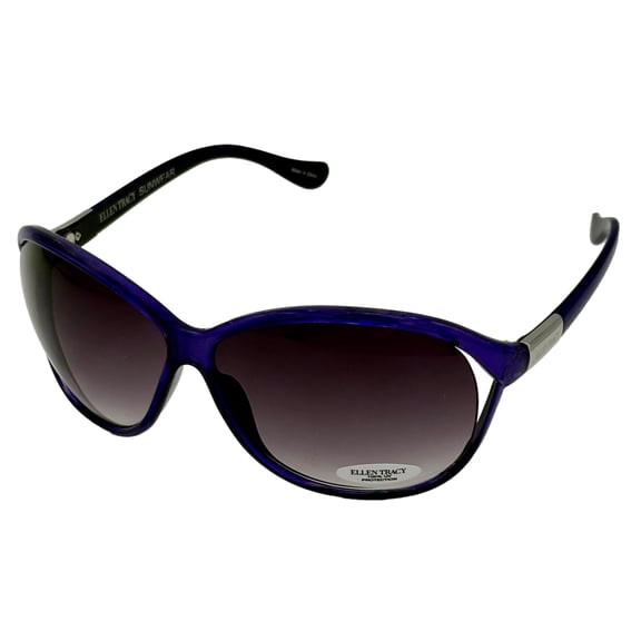Ellen Tracy Women's Plastic Rectangle Purple Smoke Sunglasses