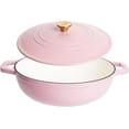thumbnail image 3 of Lexi Home 5-Qt Enameled Cast Iron Dutch Oven with Lid & Loop Handle, Matte Pink, 3 of 6