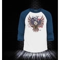thumbnail image 2 of Shop4Ever Men's American Bald Eagle USA Flag Raglan Baseball Shirt X-Large White/Black, 2 of 4
