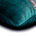thumbnail image 2 of The HomeCentric Peacock Green Pack of 2, 12"x20" (30x50 cm) Lumbar Pillow Cover, Velvet Foil, Leather & Patchwork Oblong Pillow, Solid Color Pattern Modern Style - Resplendent Peacock, 2 of 3