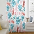 thumbnail image 6 of Blue Red Coral Sheer Curtains 54 Inches Long, Coastal Nautical Summer Beach Light Filering Curtains, Breathable Simi Curtain Privacy Drapes for Kitchen Bathroom Lightweight Small Window Treatment, 6 of 9