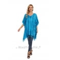 thumbnail image 3 of Beautybatik Blue Boho Stripe Caftan Women Tunic Top Blouse Plus Size 1X, 3 of 6