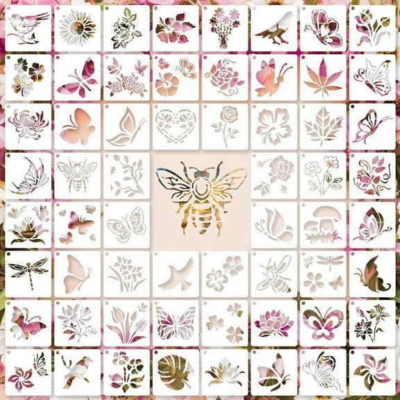 60 Pieces Painting Template DIY Craft Template Drawing Stencils Reusable Wall Stencils for Painting for Wall Home,60 x Painting Template,White