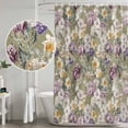 thumbnail image 5 of Small Stall Shower Curtain 36x72 Inch Narrow Half Size Dark Sage Green Botanical Bath Curtains Bathroom Decor, Spring Floral Summer Botanical Retro Waterproof Shower Curtain Set with Hooks 36 Inch, 5 of 7