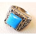 thumbnail image 3 of Turquoise Ring, Silver Jewelry, 925 Silver Ring, Father's Day, Square Natural Turquoise, December Birthstone Ring, Heavy Mens Ring, Spiritual Healing Gemstone, Christmas, Tiny Mens Ring, 3 of 4