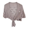 thumbnail image 3 of Shawl Wraps for Women,Knitted Shawl with Wave Pattern and Pearl Shoulder Strap, Thin Autumn Small Cape, Lightweight Layering Piece for Dresses and Shirts(Khaki), 3 of 3