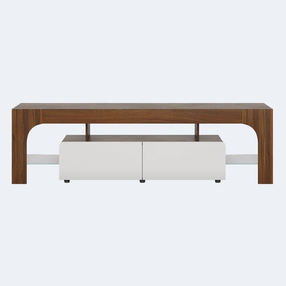 LED TV Stand for 55 to 75 Inch TV – Entertainment Center with Storage Drawer & Glass Shelves, Color Changing Lights for Living Room