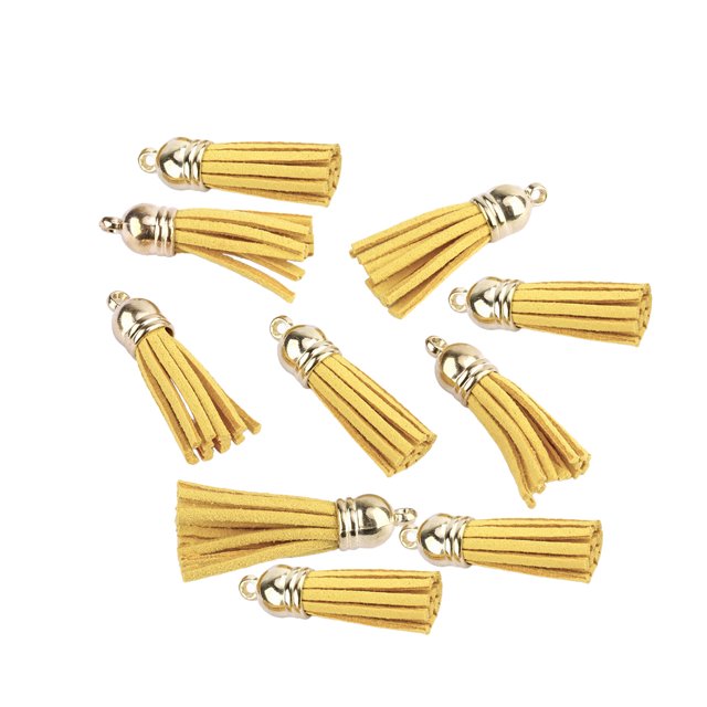 Moyic 10 piezas de dijes de llavero, suministros exquisitos para encontrar, accesorios artesanales, componente de borla pequeña artesanal para Artesanía Amarillo oscuro Moyic HA060053-17B
