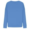 thumbnail image 3 of Women’s Casual Plus Size Sweatshirt Oversized Crewneck Long Sleeve Pullover Top Solid Color Loose Fit Lightweight Comfortable Blouse Royal Blue, 3 of 5