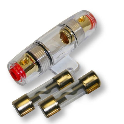 ZOOKOTO Audio 60 Amp Inline AGU Fuse Holder Fuse Block Fits 4/8/10 Gauge Wire With Two Fuse 60A 