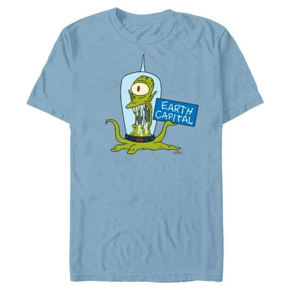 The Simpsons Kang and Kodos Earth Capital - Short Sleeve Blended T-Shirt for Adults - Customized-Ocean Blue